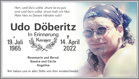 Traueranzeige von Udo Döberitz von Memminger Zeitung