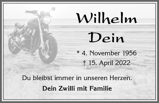 Traueranzeige von Wilhelm Dein von Allgäuer Zeitung, Kaufbeuren/Buchloe