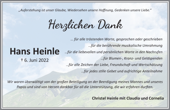 Traueranzeige von Hans Heinle von Allgäuer Zeitung, Marktoberdorf