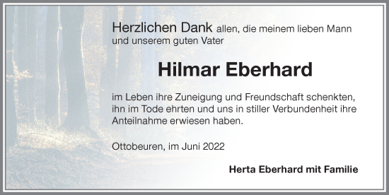 Traueranzeige von Hilmar Eberhard von Memminger Zeitung
