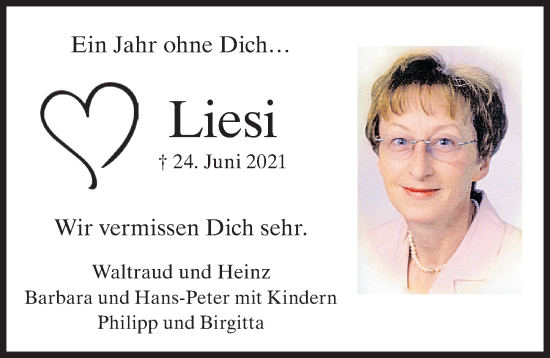 Traueranzeige von Liesi  von Allgäuer Zeitung, Kaufbeuren/Buchloe
