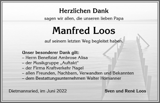 Traueranzeige von Manfred Loos von Allgäuer Zeitung,Kempten