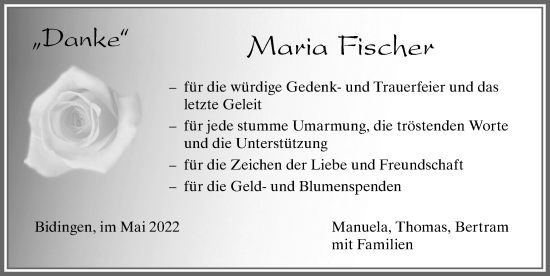 Traueranzeige von Maria Fischer von Allgäuer Zeitung, Marktoberdorf