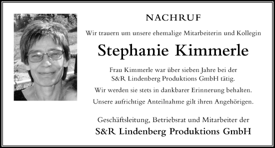 Traueranzeige von Stephanie Kimmerle von Der Westallgäuer