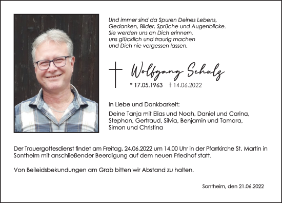 Traueranzeige von Woolfgang Schulz von Memminger Zeitung