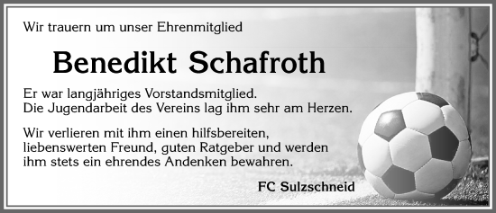 Traueranzeige von Benedikt Schafroth von Allgäuer Zeitung, Marktoberdorf