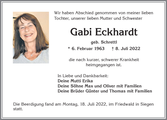 Traueranzeige von Gabi Eckhardt von Allgäuer Zeitung, Füssen