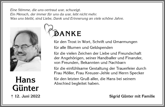 Traueranzeige von Hans Günter von Allgäuer Anzeigeblatt
