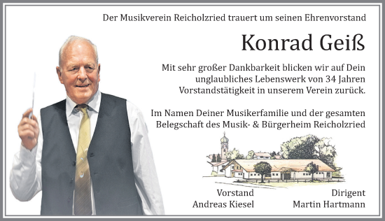 Traueranzeige von Konrad Geiß von Allgäuer Zeitung,Kempten