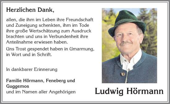 Traueranzeige von Ludwig Hörmann von Allgäuer Anzeigeblatt