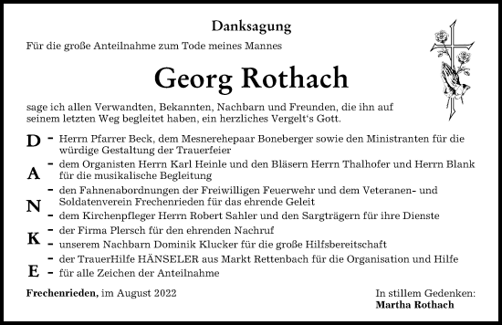 Traueranzeige von Georg Rothach von Memminger Zeitung