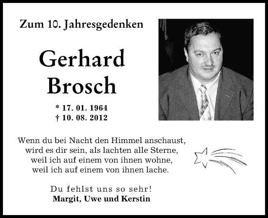 Traueranzeige von Gerhard Brosch von Augsburger Allgemeine, Illertisser Zeitung