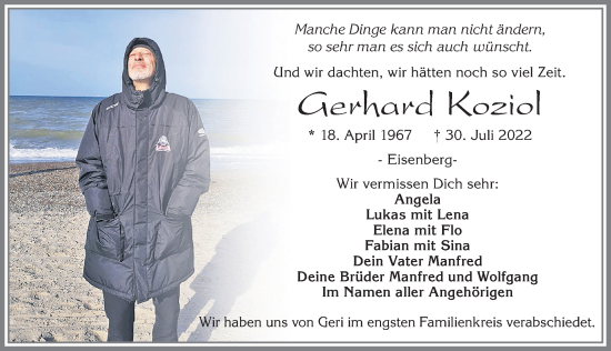 Traueranzeige von Gerhard Koziol von Allgäuer Zeitung, Füssen