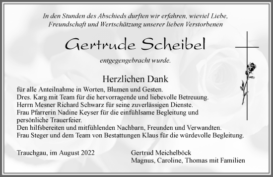 Traueranzeige von Gertrude Scheibel von Allgäuer Zeitung, Füssen