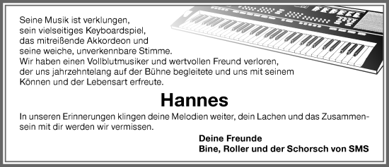 Traueranzeige von Hannes  von Memminger Zeitung