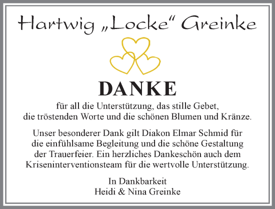 Traueranzeige von Hartwig Greinke von Allgäuer Zeitung,Kempten