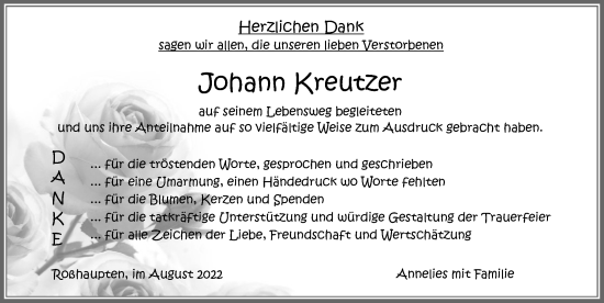 Traueranzeige von Johann Kreutzer von Allgäuer Zeitung, Füssen