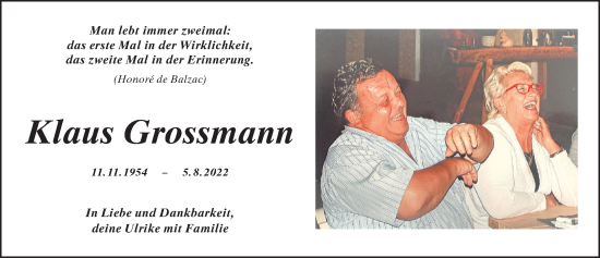 Traueranzeige von Klaus Grossmann von Der Westallgäuer
