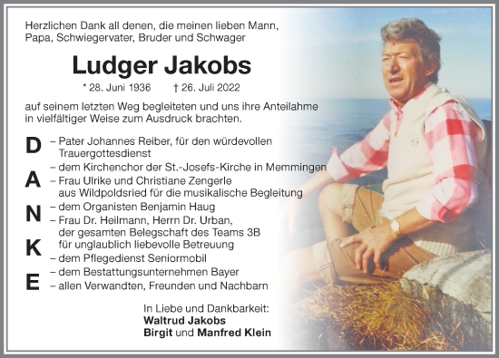 Traueranzeige von Ludger Jakobs von Memminger Zeitung