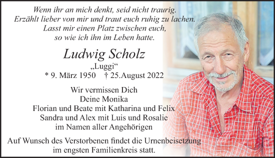 Traueranzeige von Ludwig Scholz von Allgäuer Zeitung, Füssen