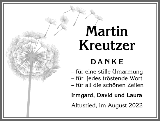 Traueranzeige von Martin Kreutzer von Allgäuer Zeitung,Kempten