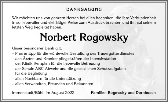 Traueranzeige von Norbert Rogowsky von Allgäuer Anzeigeblatt