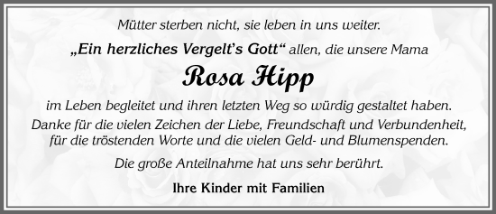 Traueranzeige von Rosa Hipp von Allgäuer Zeitung, Marktoberdorf