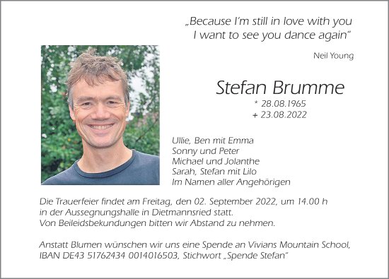 Traueranzeige von Stefan Brumme von Allgäuer Zeitung,Kempten