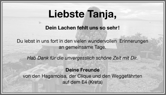 Traueranzeige von Tanja  von Memminger Zeitung