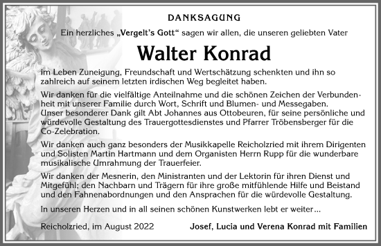 Traueranzeige von Walter Konrad von Allgäuer Zeitung,Kempten
