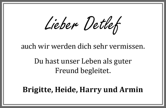 Traueranzeige von Detlef  von Memminger Zeitung