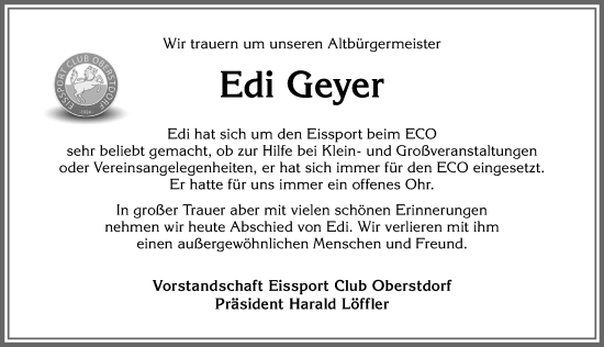 Traueranzeige von Edi Geyer von Allgäuer Anzeigeblatt
