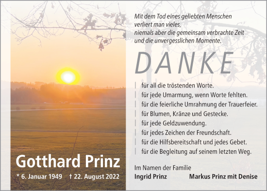 Traueranzeige von Gotthard Prinz von Allgäuer Zeitung,Kempten
