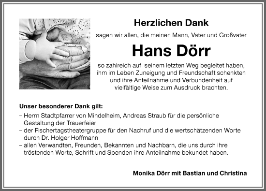Traueranzeige von Hans Dörr von Memminger Zeitung