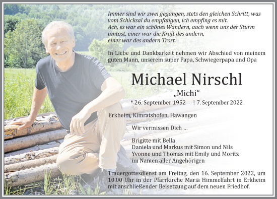 Traueranzeige von Michael Nirschl von Memminger Zeitung