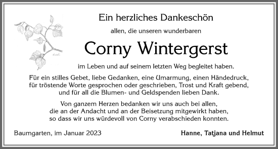 Traueranzeige von Corny Wintergerst von Allgäuer Zeitung, Füssen