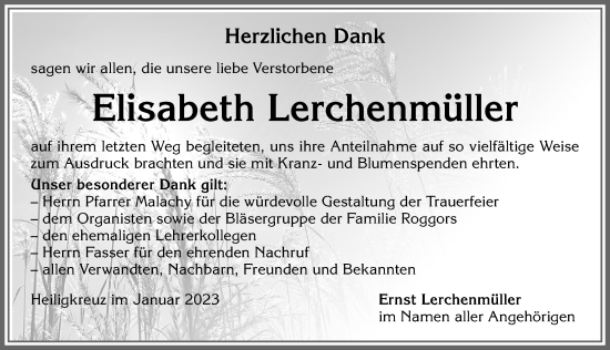 Traueranzeige von Elisabeth Lerchenmüller von Allgäuer Zeitung,Kempten