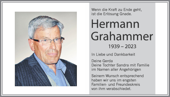 Traueranzeige von Hermann Grahammer von Allgäuer Zeitung, Füssen