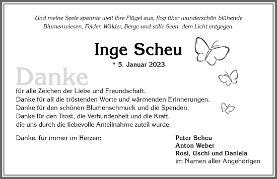 Traueranzeige von Inge Scheu von Allgäuer Anzeigeblatt