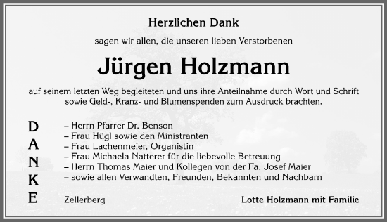 Traueranzeige von Jürgen Holzmann von Allgäuer Zeitung, Kaufbeuren/Buchloe
