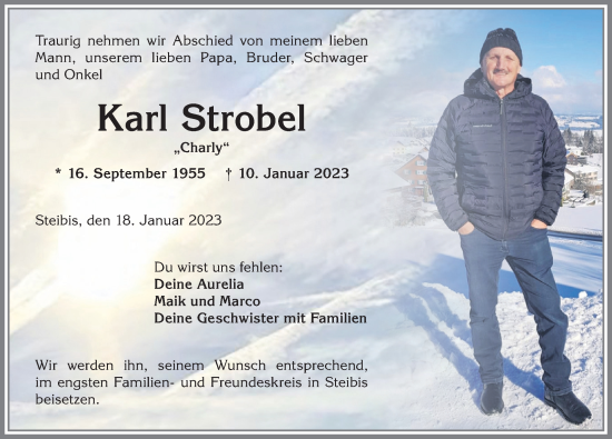 Traueranzeige von Karl Strobel von Allgäuer Anzeigeblatt