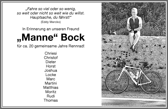 Traueranzeige von Manne Bock von Memminger Zeitung