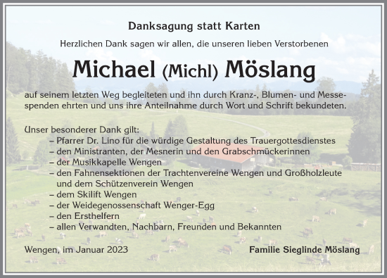 Traueranzeige von Michael Möslang von Allgäuer Zeitung,Kempten