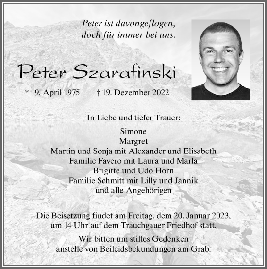 Traueranzeige von Peter Szarafinski von Allgäuer Zeitung, Füssen