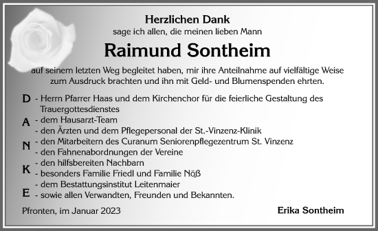 Traueranzeige von Raimund Sontheim von Allgäuer Zeitung, Füssen