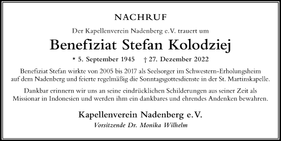 Traueranzeige von Stefan Kolodziej von Der Westallgäuer