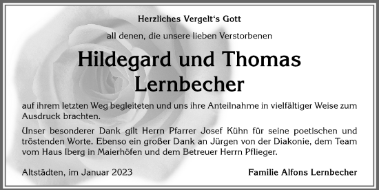 Traueranzeige von Thomas Lernbecher von Allgäuer Anzeigeblatt