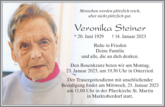Traueranzeige von Vevoniket Sfeinev von Allgäuer Zeitung, Marktoberdorf