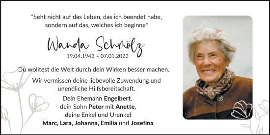 Traueranzeige von Wanda Schmölz von Allgäuer Zeitung, Füssen