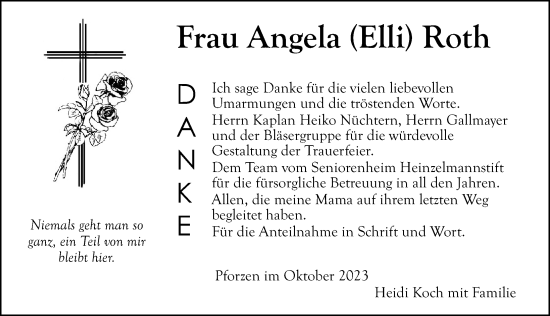 Traueranzeige von Angela Roth von Allgäuer Zeitung, Kaufbeuren/Buchloe